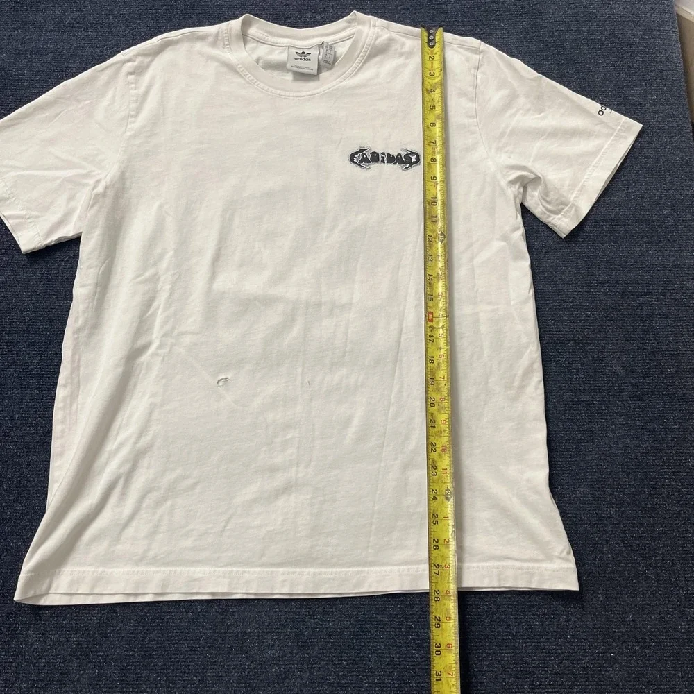 Adidas Originals Shirt Mens‎ Large White 3 Stripe Back Print Graphic Tee T-Shirt